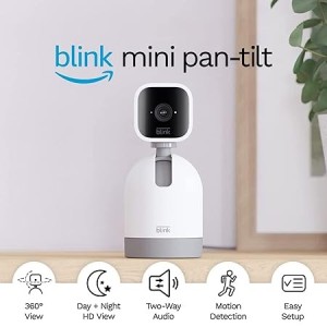 Blink Mini Pan-Tilt Camera | Rotating indoor plug-in smart security camera, two-way audio, HD video, motion detection, Works with Alexa (White)