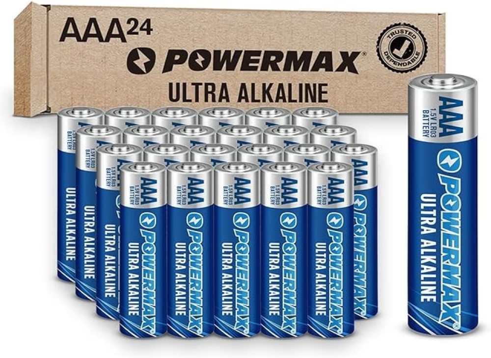 Powermax 24-Count AAA Batteries, Ultra Long Lasting Alkaline Battery, 10-Year Shelf Life, Reclosable Packaging