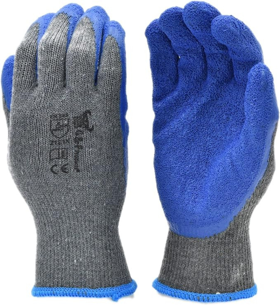 G & F Products 12 Pairs Medium Rubber Latex Double Coated Work Gloves for Construction, gardening gloves, heavy duty Cotton Blend,Blue,3100M