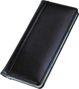 Samsill 81240 Regal Leather Business Card Holder with Padded Cover, Book Holds 96 Business or Credit Cards, Black