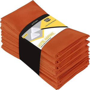 Utopia Kitchen Orange Cloth Napkins [12 Pack, 18x18 Inch] Cotton Blend Washable and Reusable Table Dinner Napkins for Hotel, Lunch, Restaurant, Weddings, Event and Parties