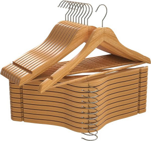 Utopia Home Premium Wooden Hangers 20 Pack - Durable & Slim Coat Hanger - Suit Hangers with 360-Degree Rotatable Hook - Wood Hangers with Shoulder Grooves (Natural Color)