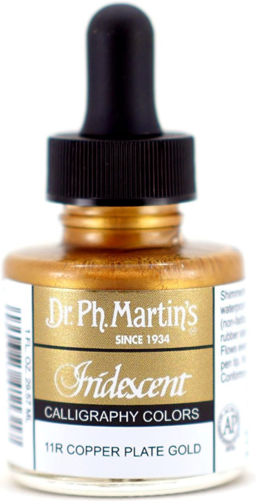 Dr. Ph. Martin's Iridescent Calligraphy Color (11R) Ink Bottle, Copper Plate Gold